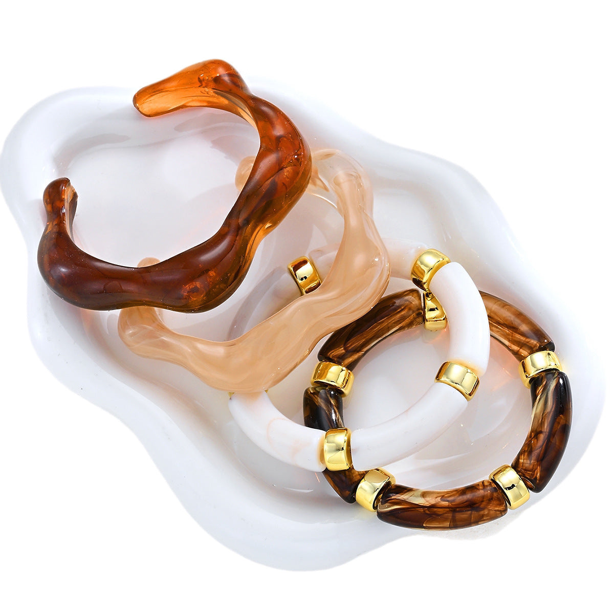 Damen Armband-Set mit eleganten Acryl- und Metallakzenten Shop Nory