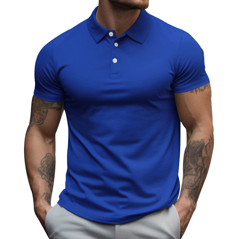Herren nan tailliertes elastisches Piqué-Poloshirt mit klassischem Kragen