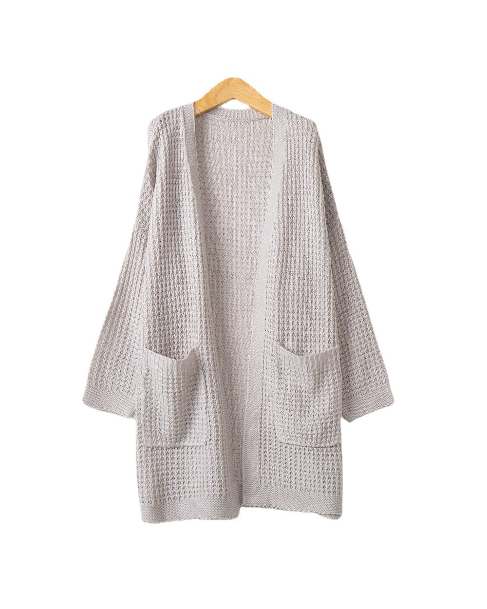 Damen Langer Oversize Strickmantel mit offener Front und aufgesetzten Taschen Shop Nory