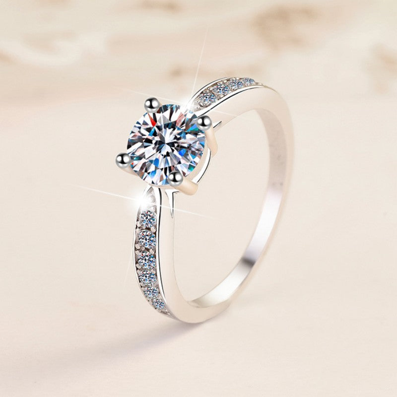 Damenring mit funkelndem rot gefasstem Kristall und elegantem Zirkonia-Besatz Shop Nory