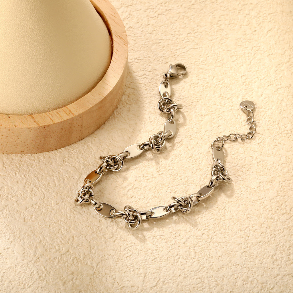 Damen hochwertiges Edelstahl-Armband mit geschwungenem Design und verstellbarer Länge Shop Nory