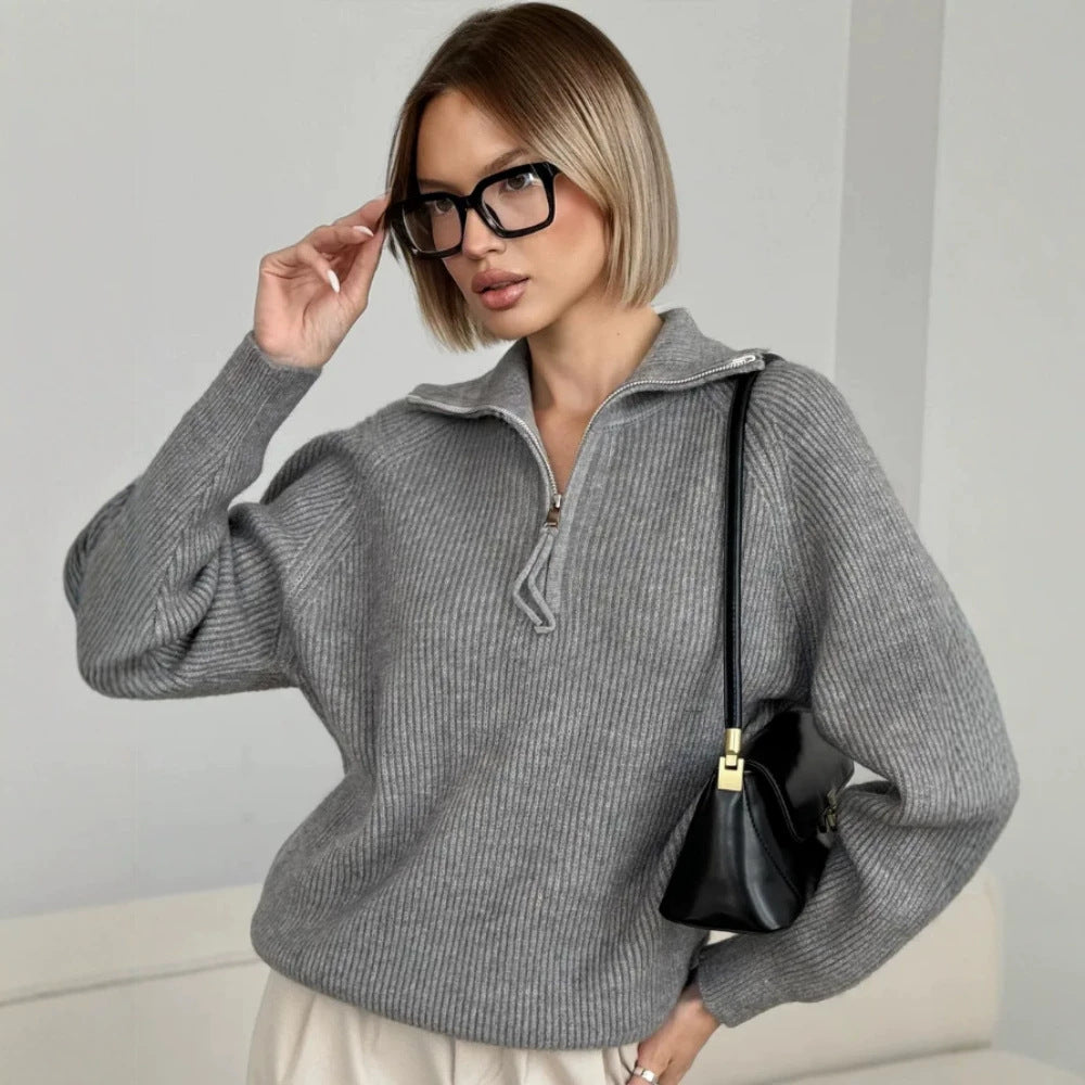 Damen Stylischer Strickpullover mit hohem Kragen Shop Nory