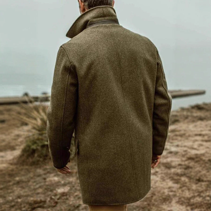 Herren Doppelreihiger Wollmantel im Peacoat-Stil mit breitem Revers Shop Nory