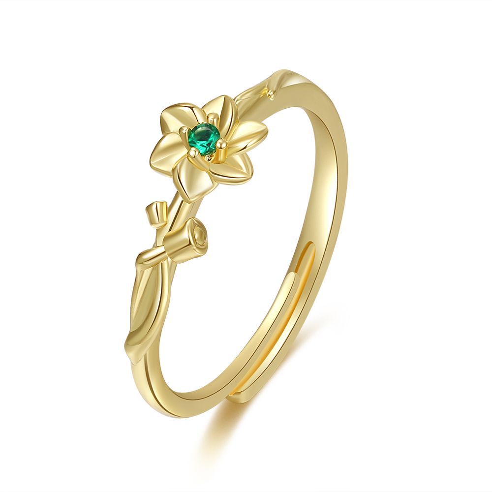 Damen Zarter Blumenring mit funkelndem Stein Shop Nory
