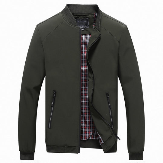 Herren Bomberjacke mit kariertem Innenfutter, windabweisender Shell und Reißverschluss-Taschen Shop Nory