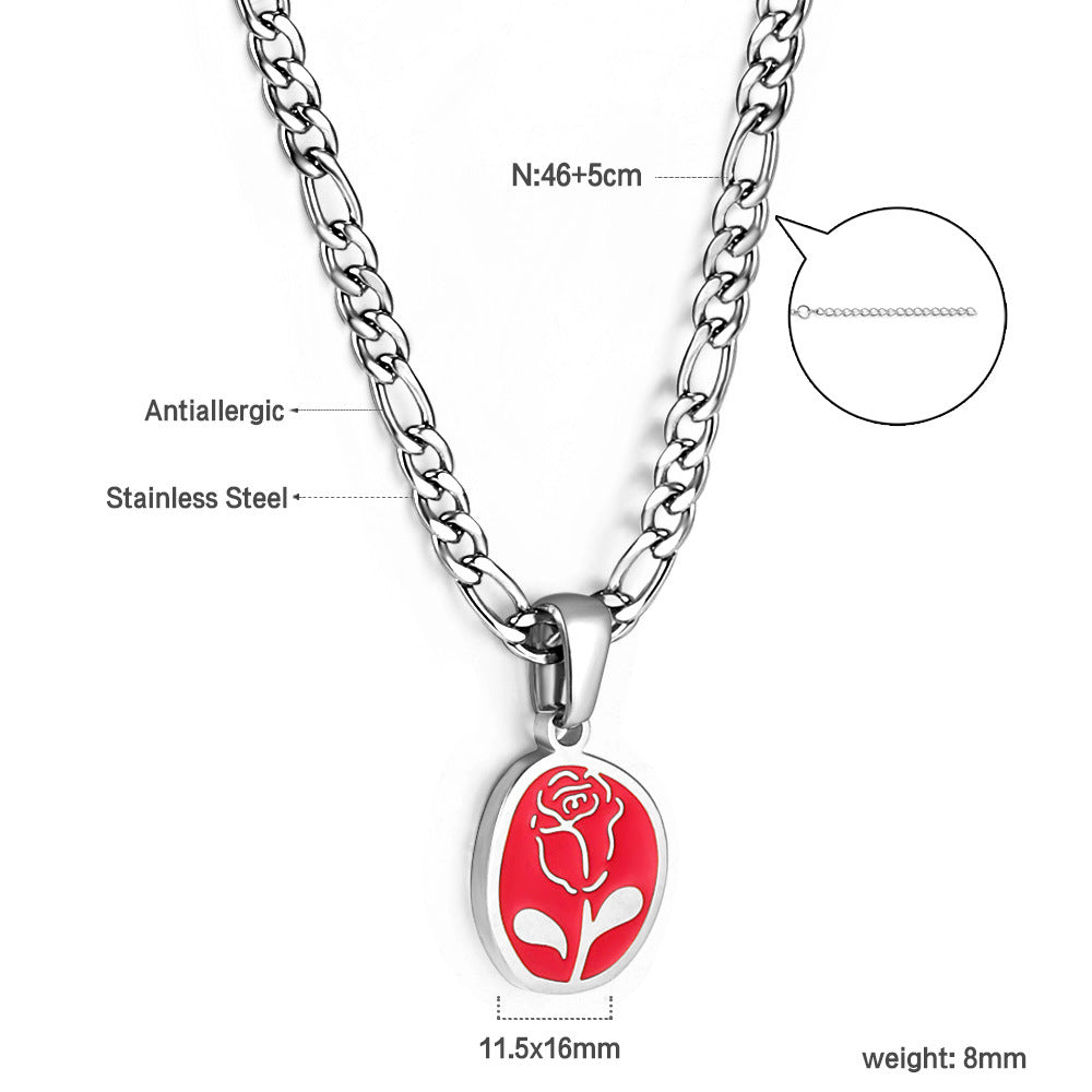 Damen Halskette mit kunstvollem Rosenanhänger und hochwertiger goldplattierter Edelstahl-Gliederkette Shop Nory