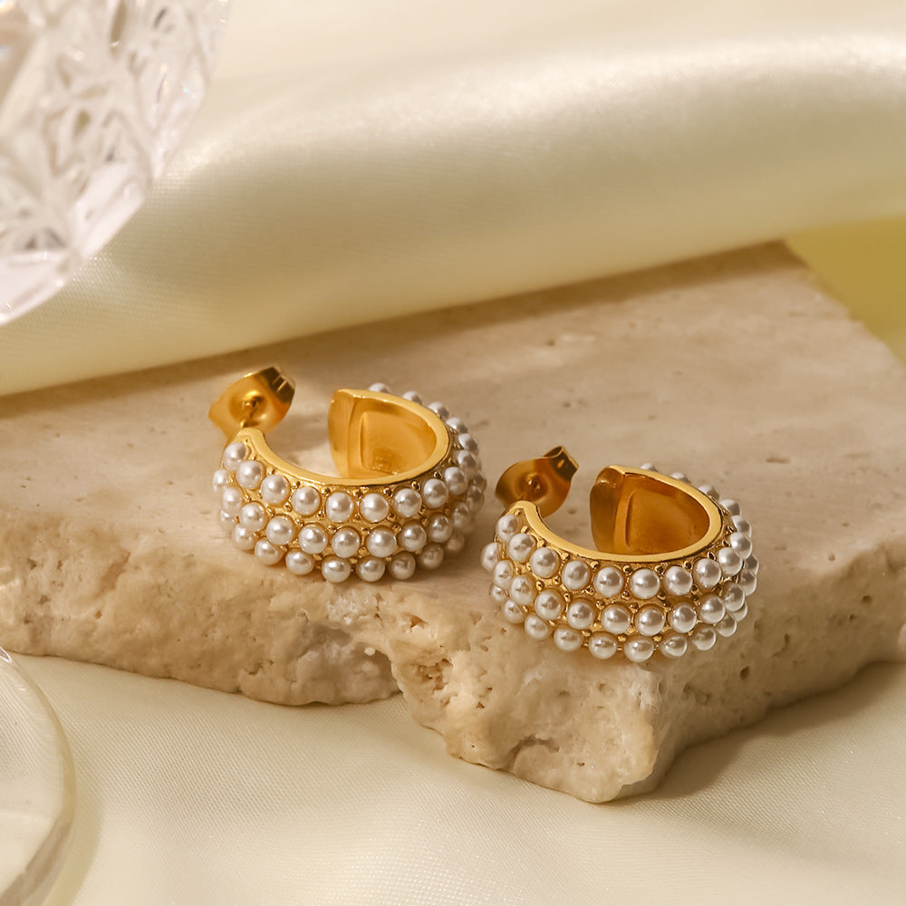 Damen Creolen mit Perlenverzierungen und elegantem Goldfinish Shop Nory