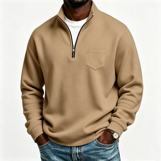 Herren Troyer-Sweatshirt mit halbem Reißverschluss und kontrastierter Brusttasche Shop Nory