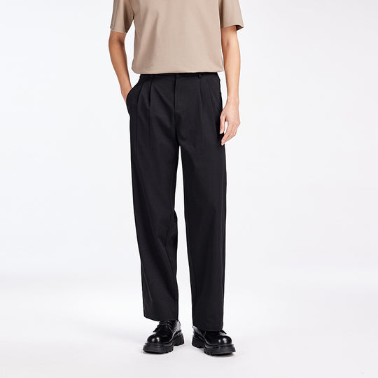Herren Elegante Bundfalten-Stoffhose mit hoher Bundhöhe, Bügelfalte und geradem Bein Shop Nory