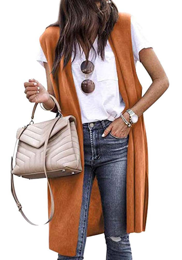 Damen Elegante Langstrickweste im lässigen Stil Shopnory