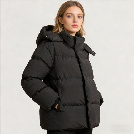 Damen Gefütterte Oversized-Steppjacke mit Kapuze und hohem Stehkragen Shop Nory