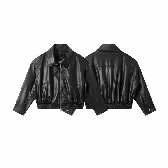 Herren Lederimitat-Bomberjacke im Boxy-Cut mit elastischem Saum und zweifach Reißverschluss Shop Nory