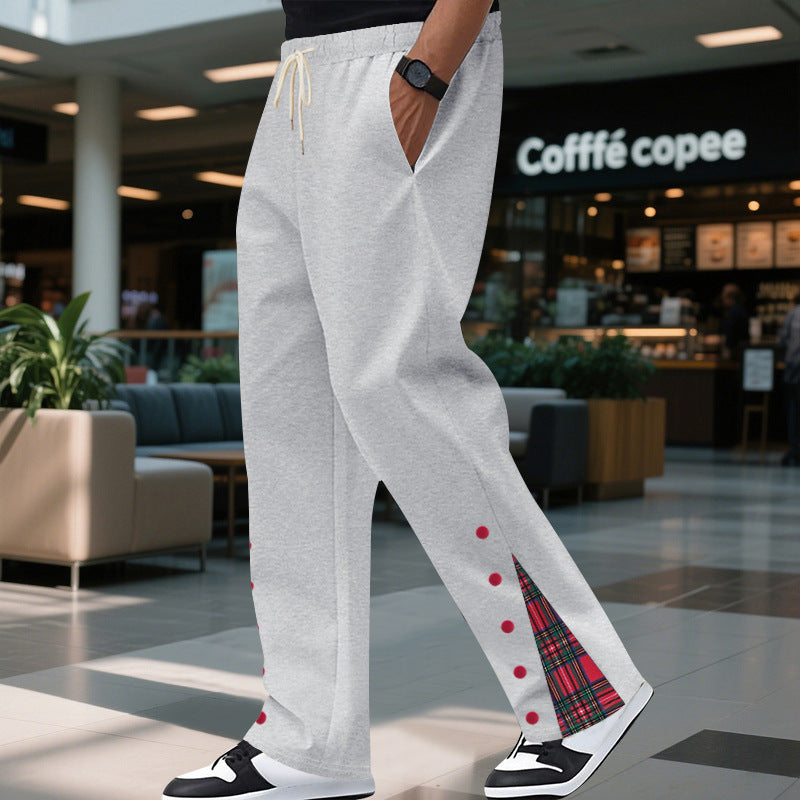 Herren nan lockere Jogginghose mit Tunnelzugbund, Druckknopf-Seitenschlitzen und kariertem Innenfutter Shop Nory