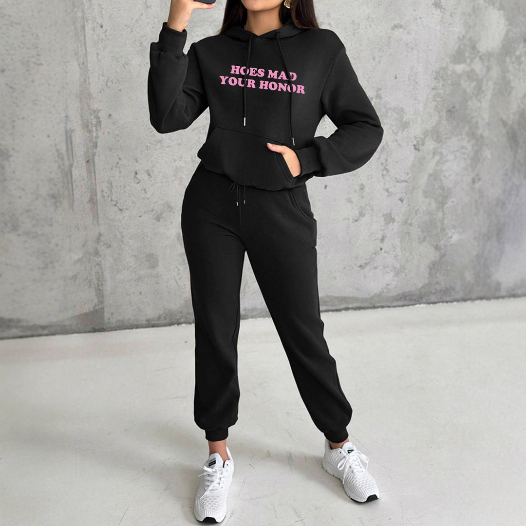Damen nan Kapuzen-Sweatshirt und Slim-Jogginghose Lounge-Set mit Kängurutasche, gerippten Bündchen und figurbetonter Passform Shop Nory
