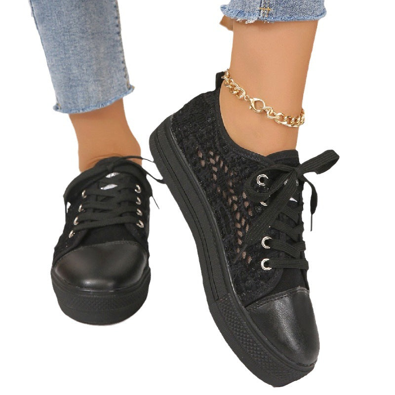 Damen Freizeit Sneakers mit atmungsaktivem Spitzen-Obermaterial und rutschfester Sohle Shopnory