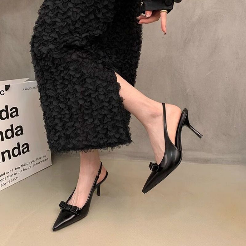 Damen elegante Slingback-Pumps mit zarter Schleifenverzierung