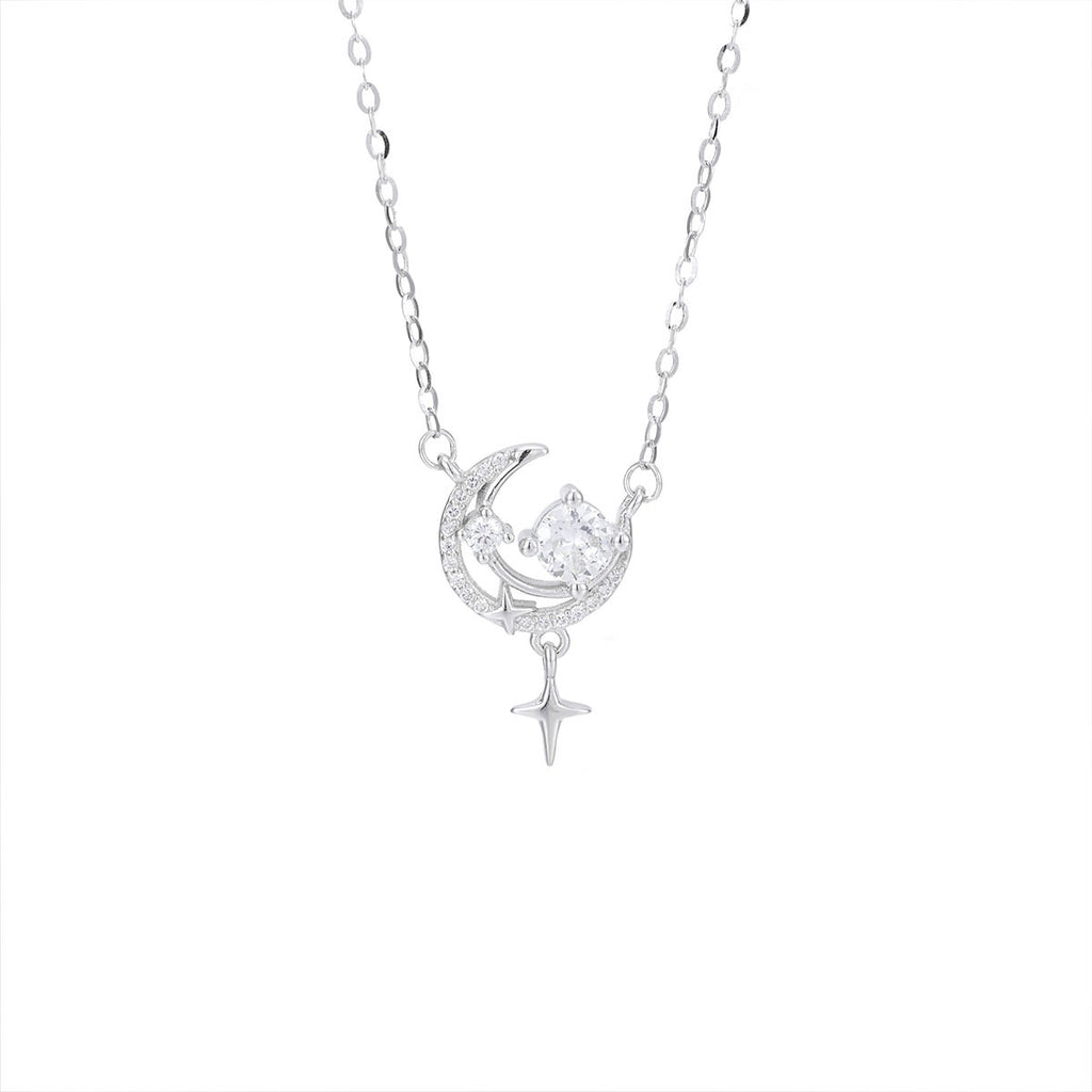 Damen Halskette mit elegantem Mond- und Sternenanhänger Shop Nory