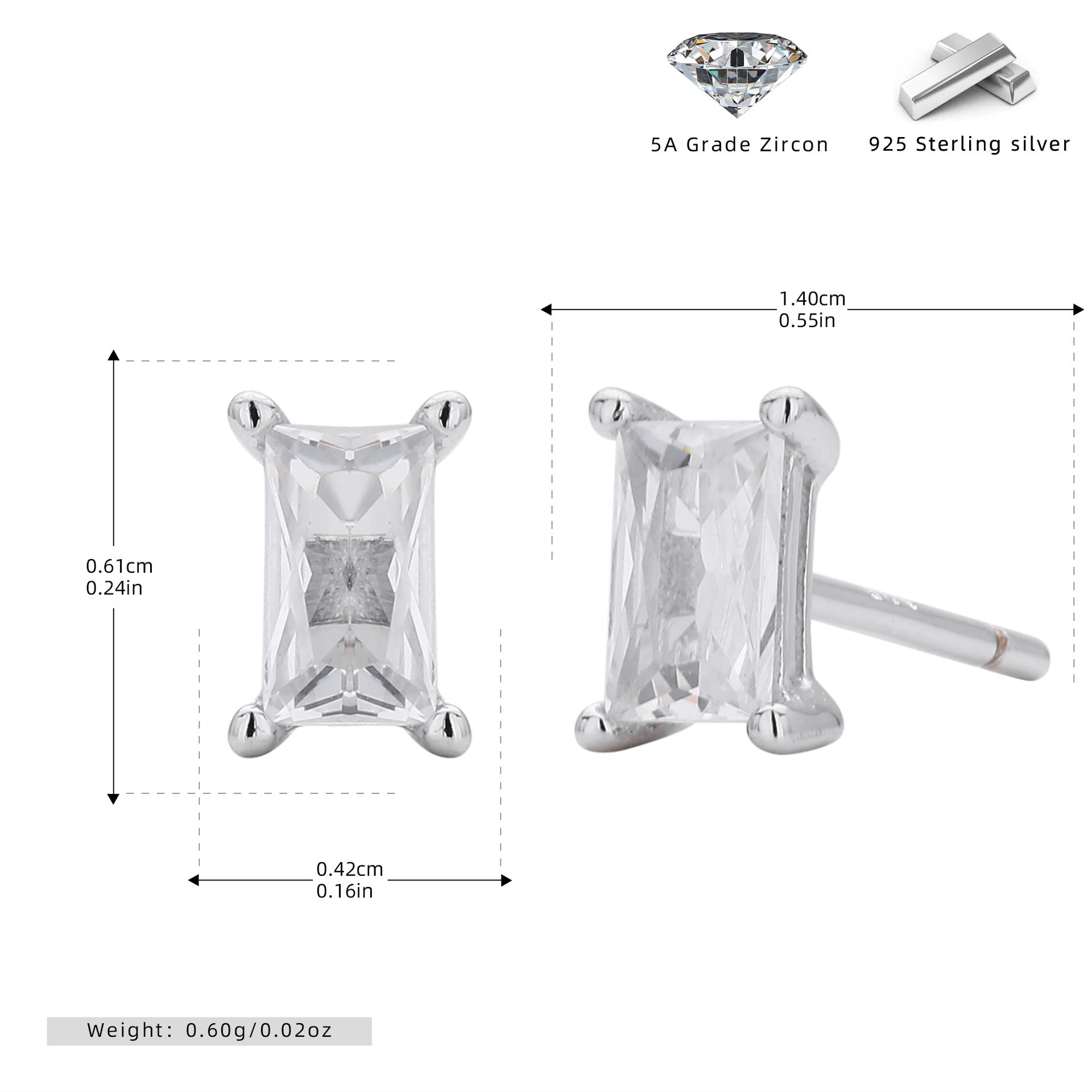 Damen Ohrstecker aus 925er Sterling Silber mit hochwertigem 5A Zirkon Shop Nory
