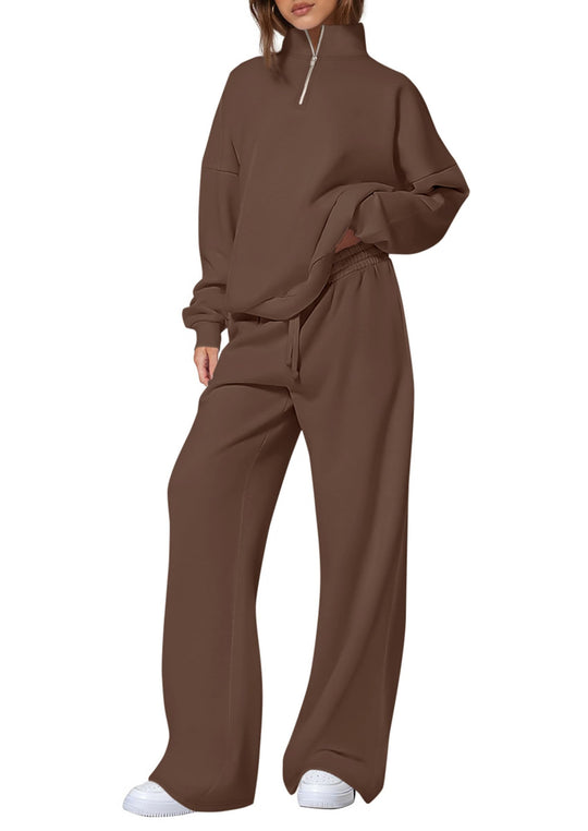 Damen nan oversized Jogginganzug mit Stehkragen halbem Reißverschluss und weitem Bein Shop Nory