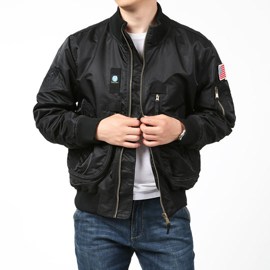 Herren Nylon-Bomberjacke Pilotenstil mit Mehrfachtaschen, Ärmel-Utilitytasche und gerippten Bündchen Shop Nory
