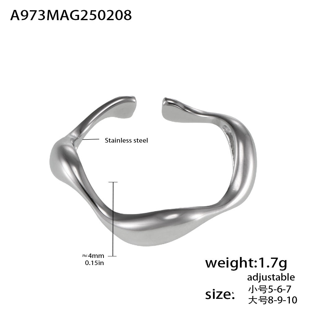 Damen Offener Ring mit geschwungenem Design aus hochwertigem Edelstahl Shop Nory
