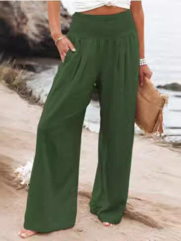 Damen Weit geschnittene Sommerhose mit elastischem Bund und luftiger Passform