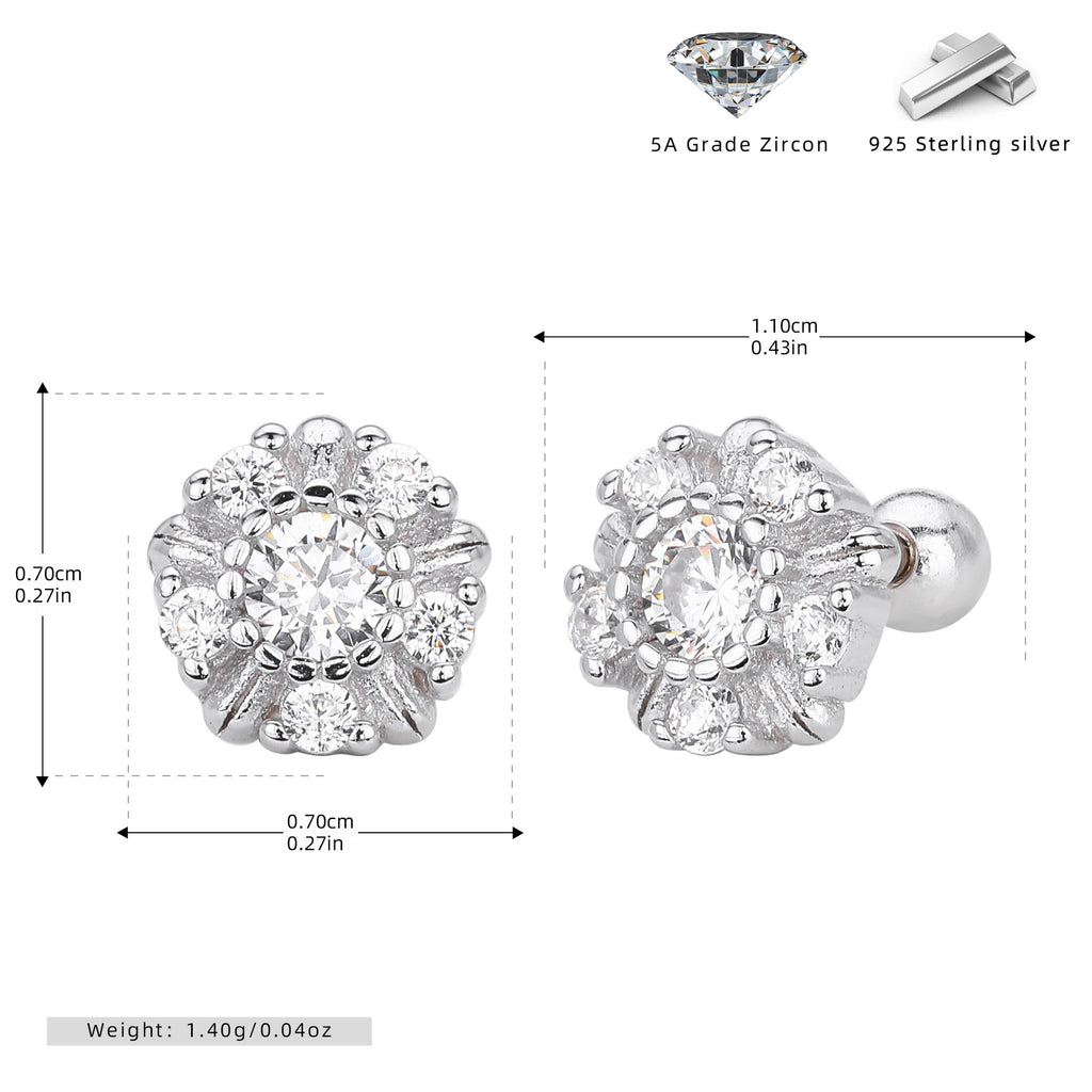Damen Ohrstecker mit luxuriösem Zirkonmotiv und hochwertiger 925 Sterling Silberfassung Shop Nory