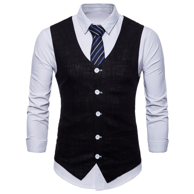 Herren elegante Anzugweste mit praktischen Taschen und detailliertem Design