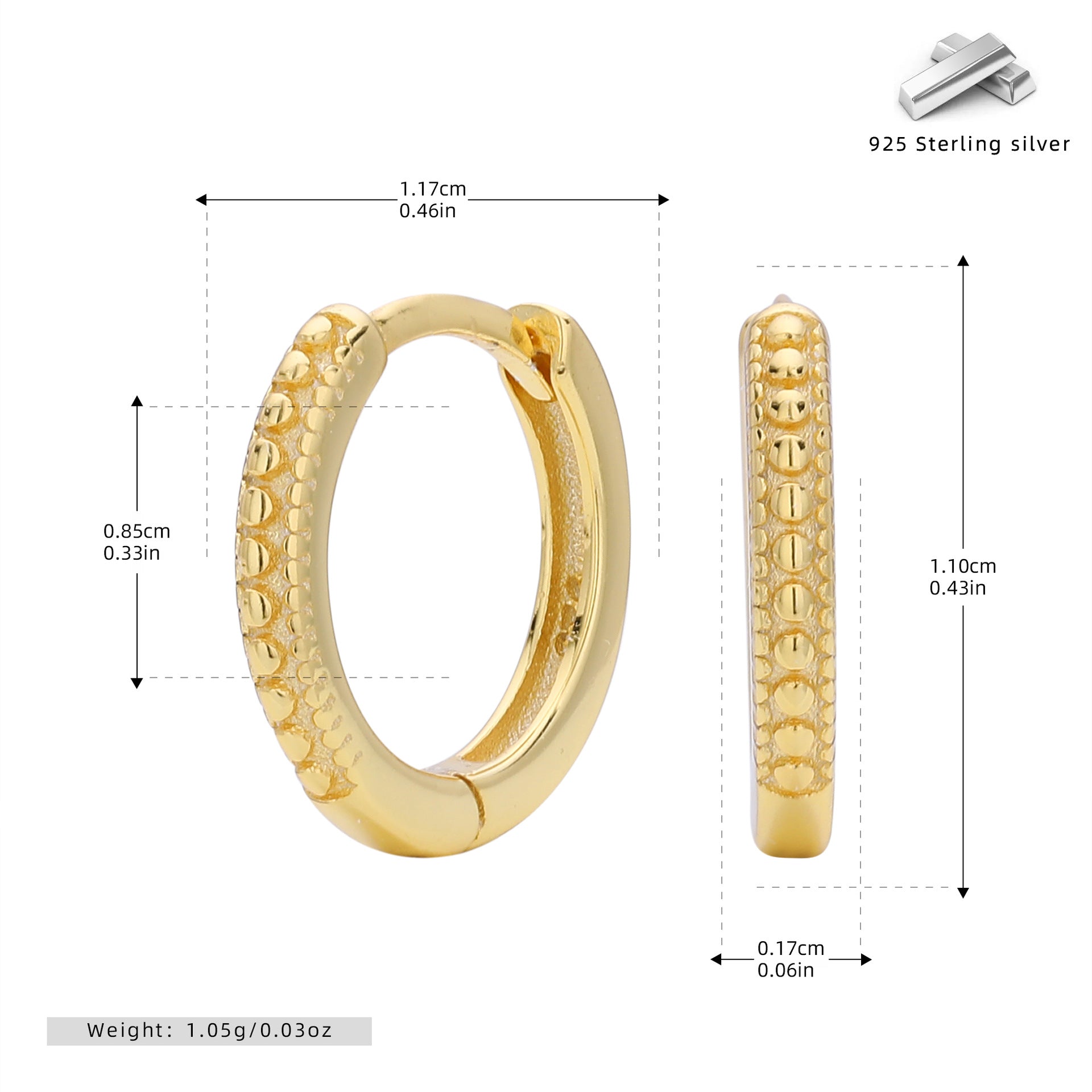 Damen Creolen mit kunstvoll strukturiertem Design aus hochwertigem 925 Sterling Silber Shop Nory