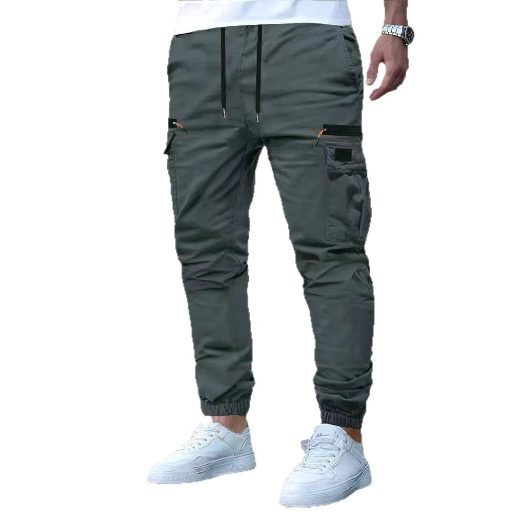 Herren Tapered Cargohose im Joggerstil mit Elastikbund, Tiefer Schritt‑Tasche & Reißverschlusstaschen Shop Nory
