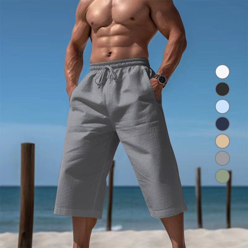 Herren nan lässige knielange Bermuda-Shorts mit elastischem Bund und Tunnelzug