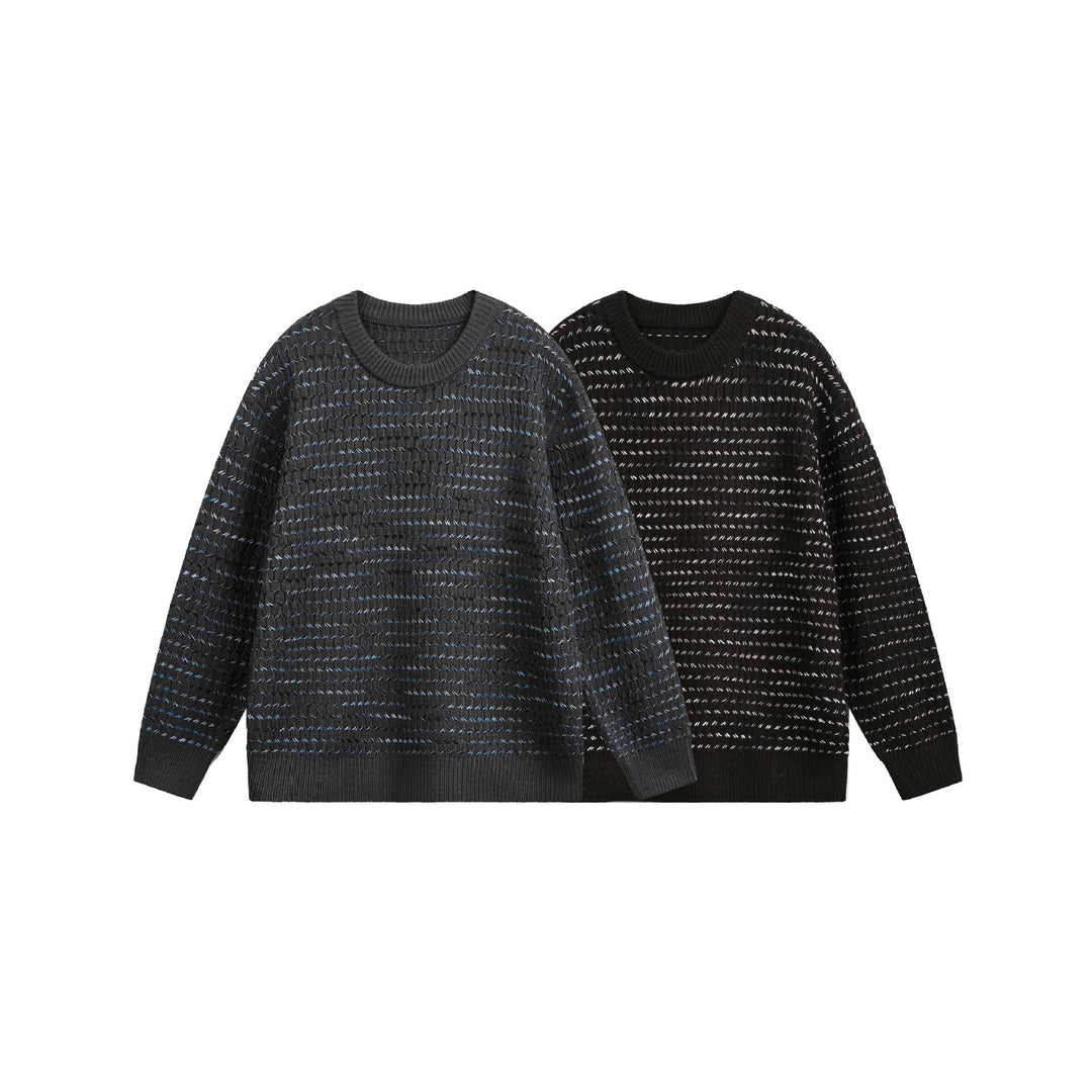 Damen Grobgestrickter Oversize-Pullover mit Rundhalsausschnitt und Strukturstreifen Shop Nory