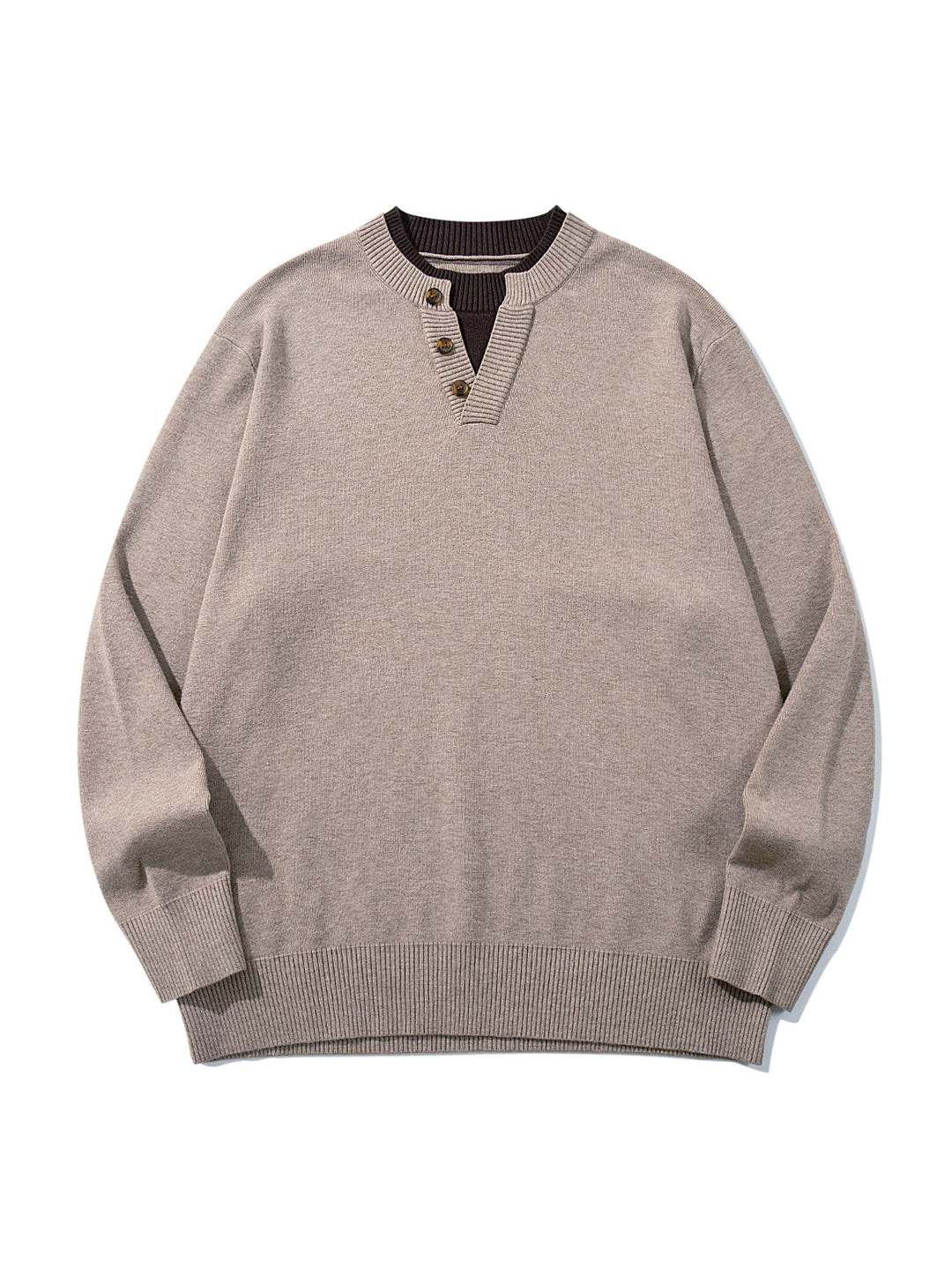 Unisex Gerippter Baumwollmix-Pullover mit Henley-Knopfleiste und Relaxed-Schnitt Shop Nory