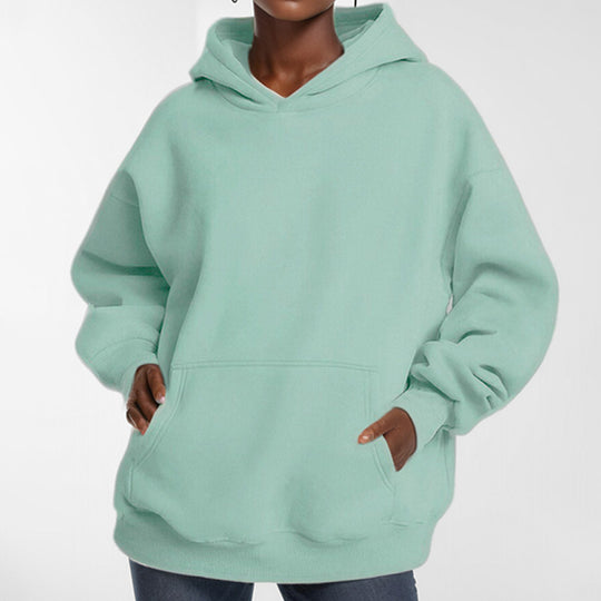 Damen nan extraweites Boxy-Kapuzenpullover mit tiefer Schulterpassform, Känguru-Eingrifftasche und angerauter Innenseite Shop Nory