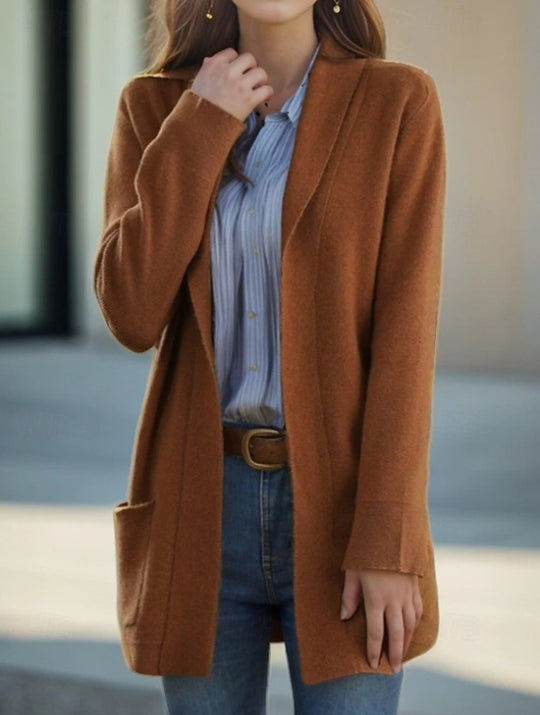 Damen Offener Longcardigan aus Soft‑Strick mit aufgesetzten Taschen Shop Nory
