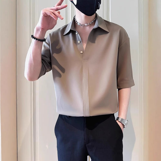 Herren Modisches Kurzarm-Hemd mit Knopfleiste Shop Nory