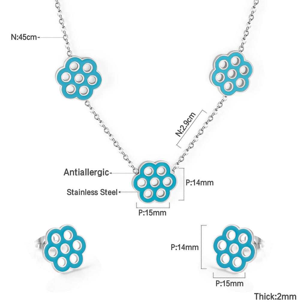 Damen Schmuckset mit floralen Anhängern aus goldplattiertem Edelstahl Shop Nory