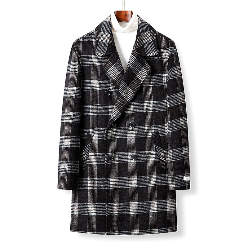 Damen Eleganter Karierter Doppelbrustmantel Shop Nory