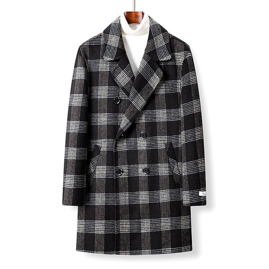 Damen Eleganter Karierter Doppelbrustmantel Shop Nory
