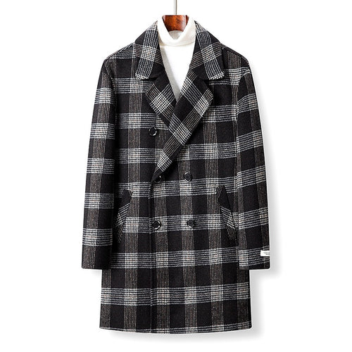Damen Eleganter Karierter Doppelbrustmantel Shop Nory