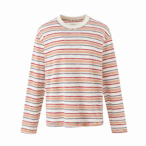 Unisex Oversize gestreifter Feinstrickpullover mit Rundhalsausschnitt und strukturierter Weboptik Shop Nory