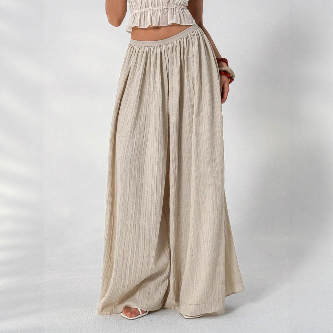 Damen Leichte Leinenhose im Palazzo‑Style mit weitem Bein und elastischem Bund Shop Nory