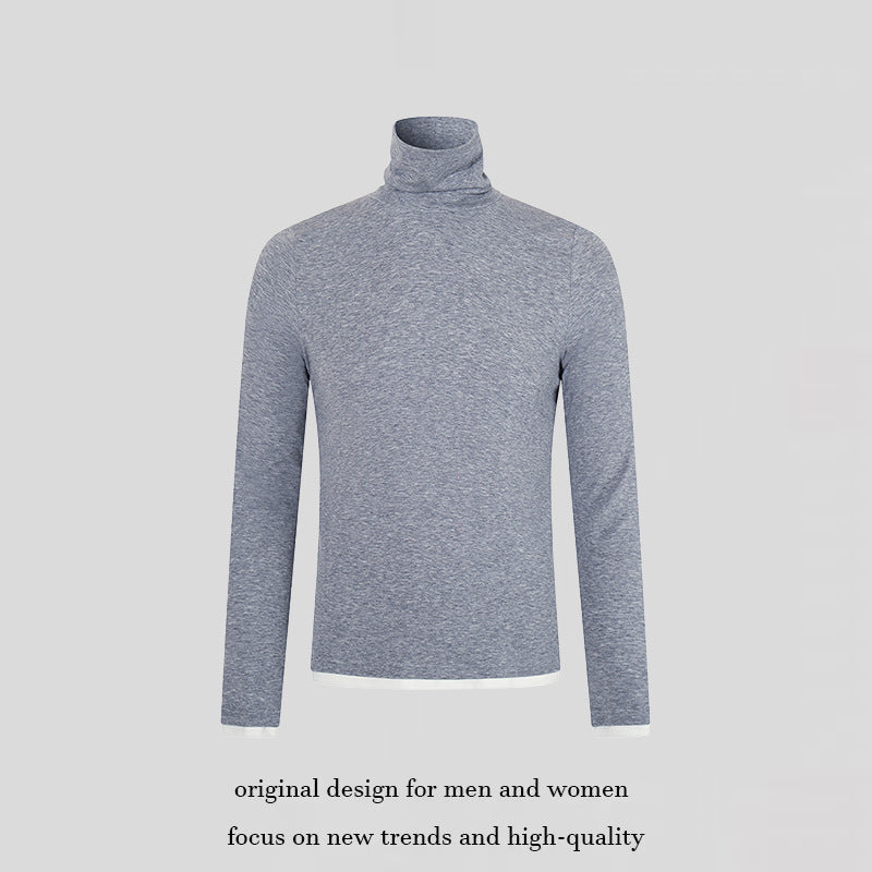 Herren Slim-Fit Rollkragen-Feinstrickshirt mit Melange-Jersey und Stretch Shop Nory