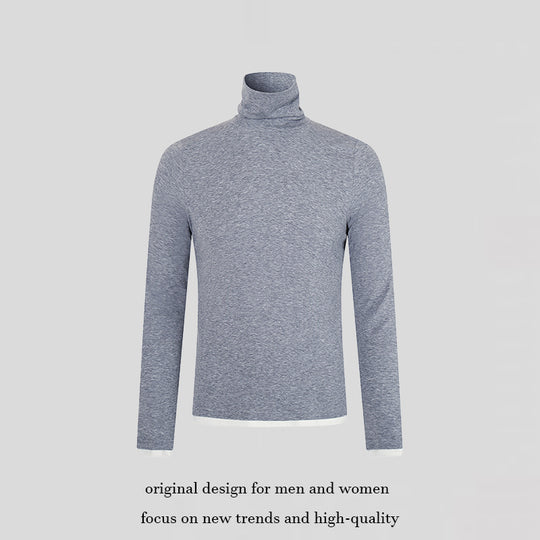 Herren Slim-Fit Rollkragen-Feinstrickshirt mit Melange-Jersey und Stretch Shop Nory