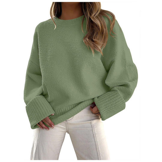 Damen Oversize Bouclé-Strickpullover mit überschnittener Schulter und breiten Bündchen Shop Nory