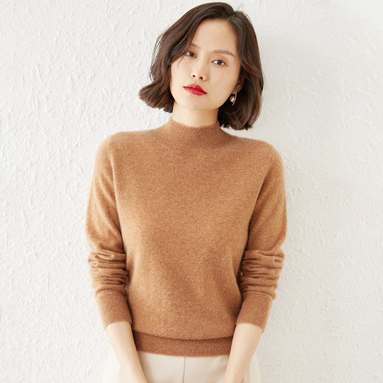 Damen Luxuriöser Kaschmir-Feinstrickpullover mit Stehkragen Shop Nory
