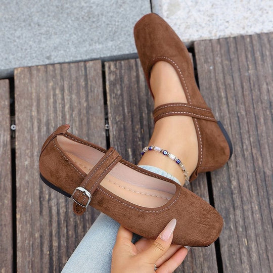 Damen Elegante Ballerinas mit verstellbarem Riemen