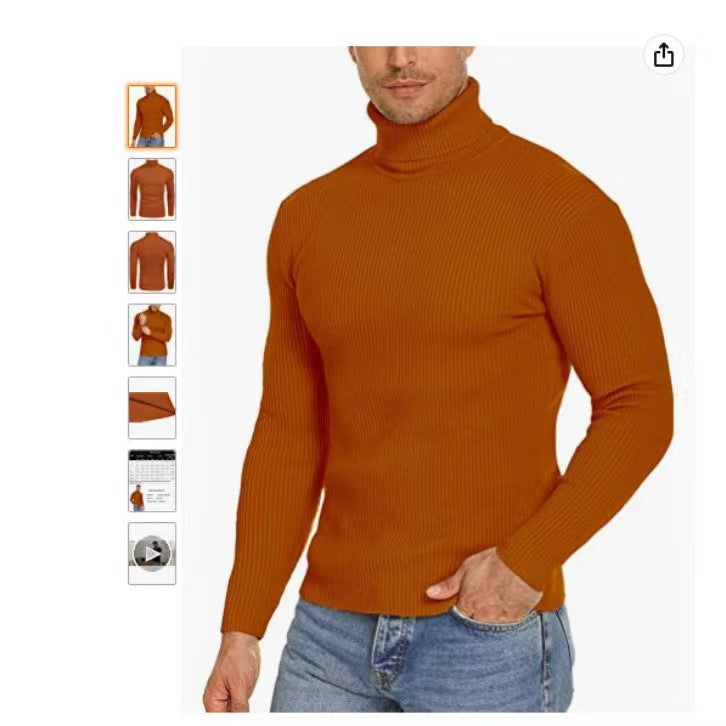 Herren Stehkragen Pullover aus ribbeltem Strick