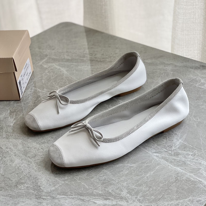 Damen Flache Ballerinas mit zierlichem Schleifenakzent