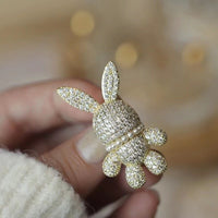 Strass-Kaninchen-Brosche – Silber